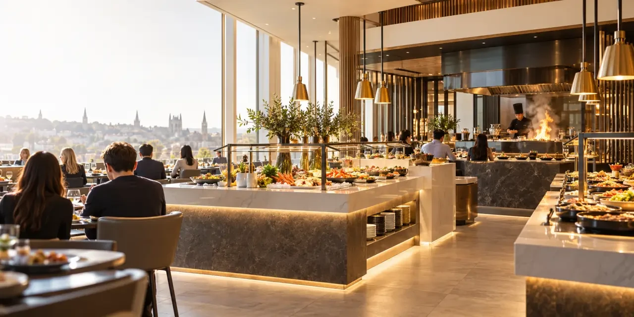 COSMO Sheffield world buffet dining room with buffet stations and teppanyaki cooking