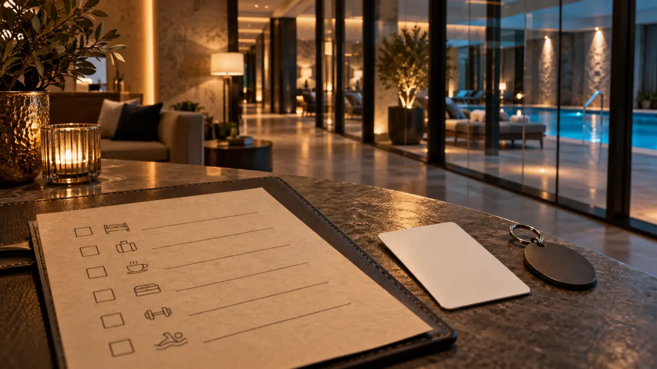 novotel sheffield check-in checklist with room key and parking tag
