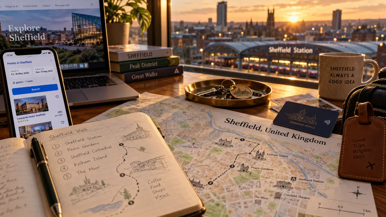 Sheffield hotels desk planning map and booking dates